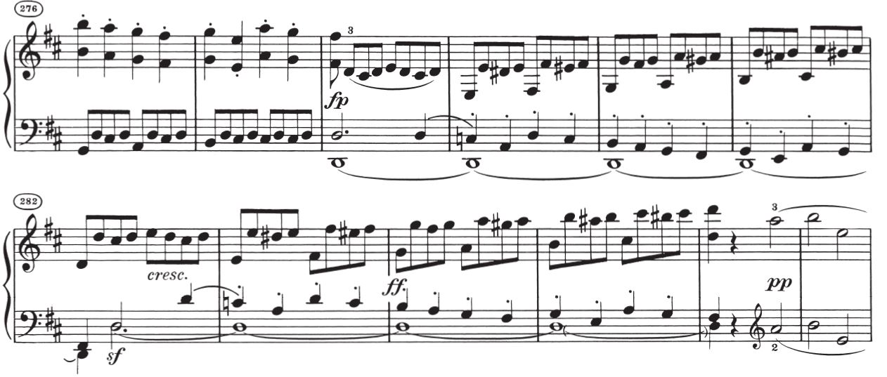 Sonate Op. 10 Nr. 1, 1. Satz, Exposition und Durchführung