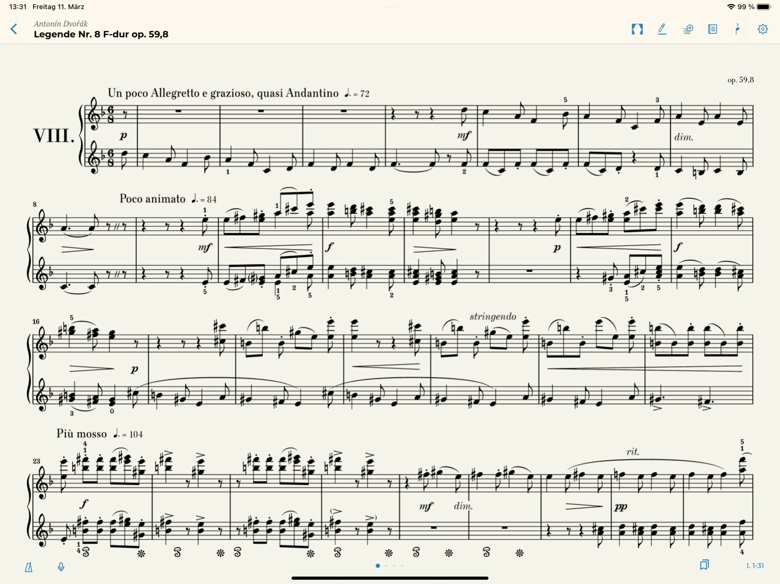 Die App im Querformat